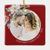 Botanische Eerste Kerstmis Keramisch Ornament (Voorkant)