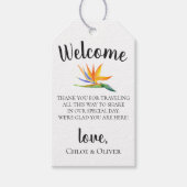 Botanische eiland bruiloft welkomsttas cadeaulabel (Voorkant)