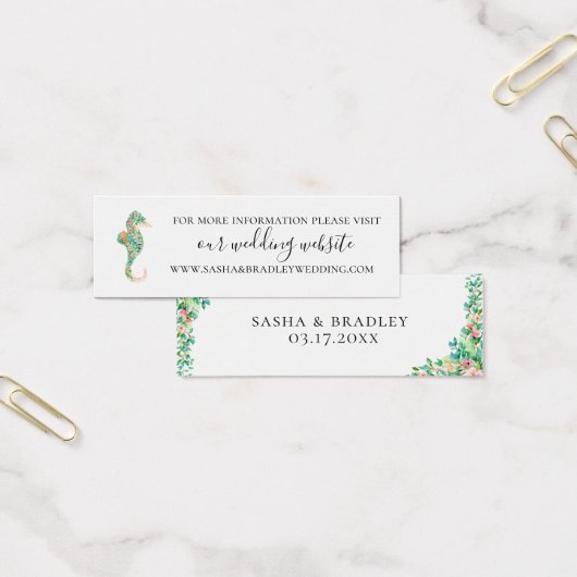 Botanische eiland Seahorse bruiloft Website Mini Visitekaartjes (Kantoor)