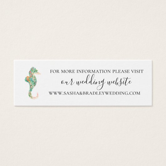 Botanische eiland Seahorse bruiloft Website Mini Visitekaartjes (Voorkant)