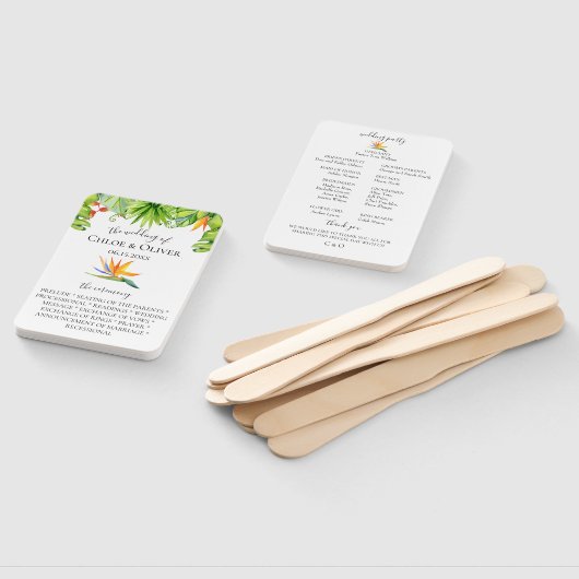 Botanische eiland verlaat bruiloft programma handwaaier (Niet-gemonteerd)