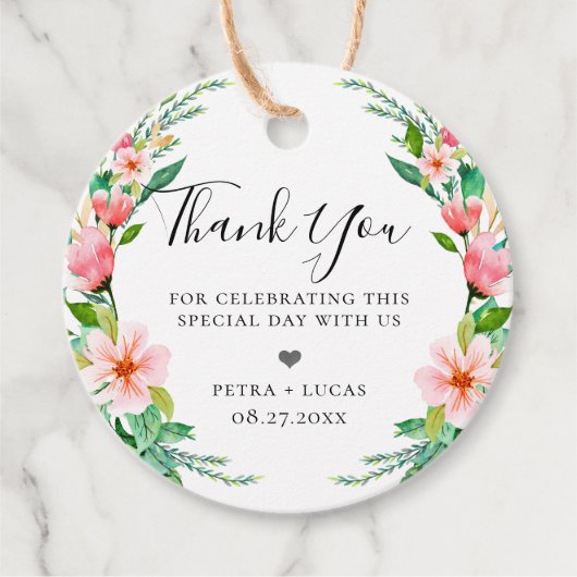 Botanische eilanden Floral Wreath Bedankjes Labels (Voorkant)