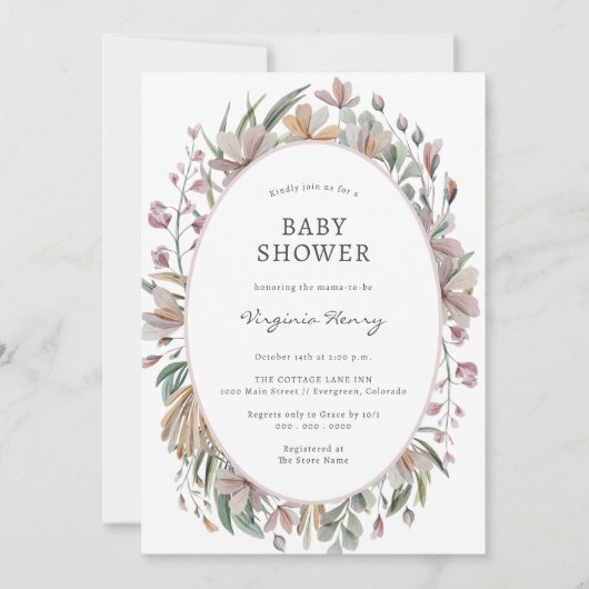 Botanische elastische Baby shower Kaart (Voorkant)