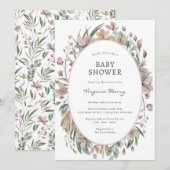 Botanische elastische Baby shower Kaart (Voorkant / Achterkant)