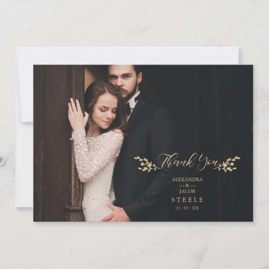 Botanische Elegant Branches Custom Photo Wedding Bedankkaart (Voorkant)