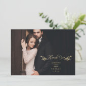 Botanische Elegant Branches Custom Photo Wedding Bedankkaart (Staand voorkant)