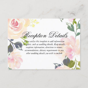 Botanische Elegant Floral Weddenschappen receptie  Informatiekaartje