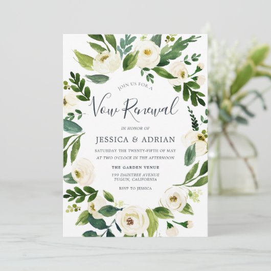 Botanische Elegant Wreath Garden Vow Renewal Kaart (Staand voorkant)