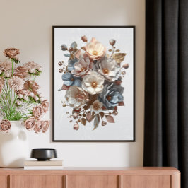 Botanische Elegante 3D-bloemkunst Canvas Afdruk