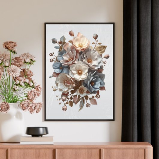 Botanische Elegante 3D-bloemkunst Canvas Afdruk