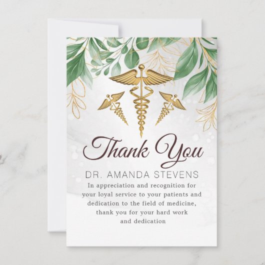 Botanische elegante dokter | Verpleegkundige bedan Bedankkaart (Voorkant)