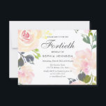 Botanische elegante Floral 40th Birthday Invite Kaart<br><div class="desc">Botanische elegante Floral 40e verjaardag uitnodiging. Prachtige roze bloemen die collectie in Niche en Nest store Design Courtesy van www.createthecut.com aanpassen</div>
