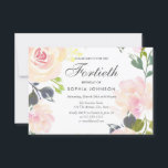 Botanische elegante Floral 40th Birthday Invite Kaart<br><div class="desc">Botanische elegante Floral 40e verjaardag uitnodiging. Prachtige roze bloemen die collectie in Niche en Nest store Design Courtesy van www.createthecut.com aanpassen</div>