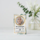 Botanische Elegante Herdenking Gebeds Fotokaart Visitekaartje (Staand voorkant)