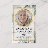 Botanische Elegante Herdenking Gebeds Fotokaart Visitekaartje (Voorkant)