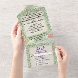 Botanische Elegante Herfstbladeren Bruiloft All In One Uitnodiging