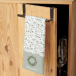 Botanische elegante moderne familie cadeau decor theedoek<br><div class="desc">Salie groen,  zwart,  bruin en grijs elegant waterverf van het moderne blad eucalyptus botanische kerstcadeaudecor. Eenvoudig,  elegant,  minimaal design.</div>