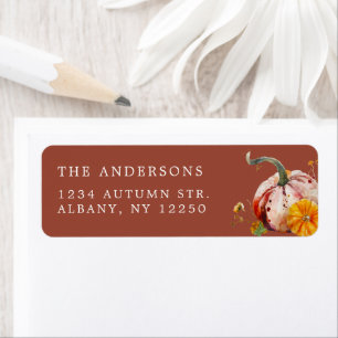 Botanische Elegante Pompoenen Herfst Retouradres Etiket