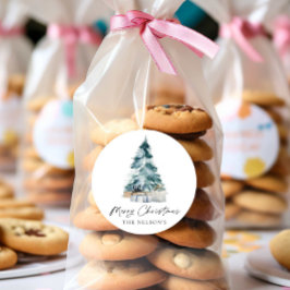 Botanische Elegante Prettig Kerstfeest Ronde Sticker