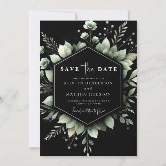Botanische Elegante Romance Sage Green Wedding Save The Date (Voorkant)