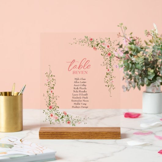 Botanische Elegante roze rozen Script Trouwen Acryl Bord (Huwelijk)