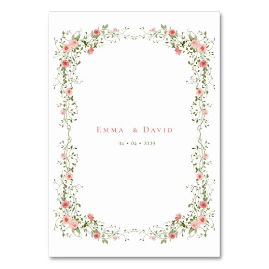 Botanische Elegante roze rozen Script Trouwen Kaart (Achterkant)