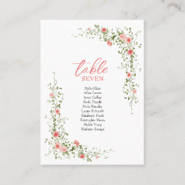Botanische Elegante roze rozen Script Trouwen Plaatskaartje