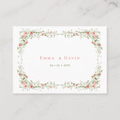 Botanische Elegante roze rozen Script Trouwen Plaatskaartje (Achterkant)