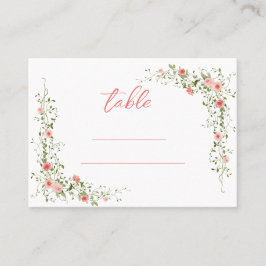 Botanische Elegante roze rozen Script Trouwen Plaatskaartje