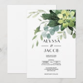 Botanische, elegante succulente en eucalyptusblade kaart (Voorkant / Achterkant)