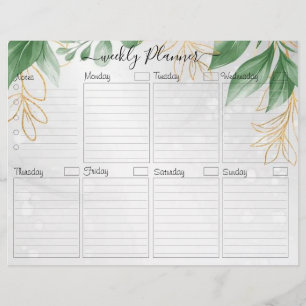 Botanische Elegante Weekplanner To Do Kaart Flyer