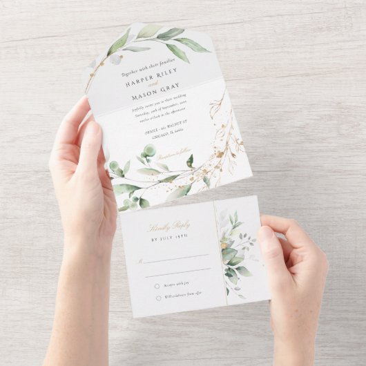 Botanische Elegantie All-in-One Trouwsuite All In One Uitnodiging (Afscheurbaar)