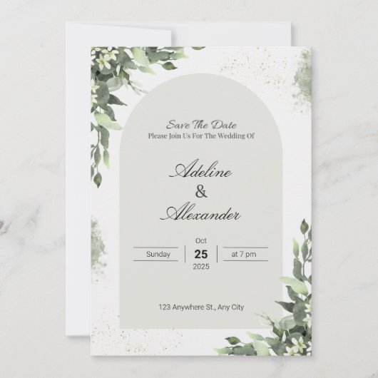 Botanische elegantie Bewaar de datum Kaart (Voorkant)