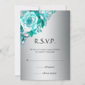 Botanische Elegantie Blauwgroen op Silver Wedding  Kaart (Voorkant)