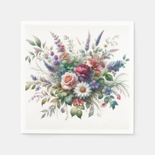 Botanische Elegantie Bloemen Papier Servet (Voorkant)