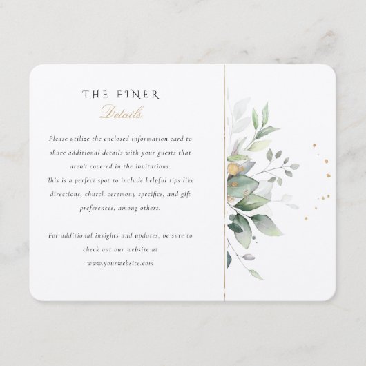 Botanische Elegantie Bruiloft Informatie Kaart (Voorkant)