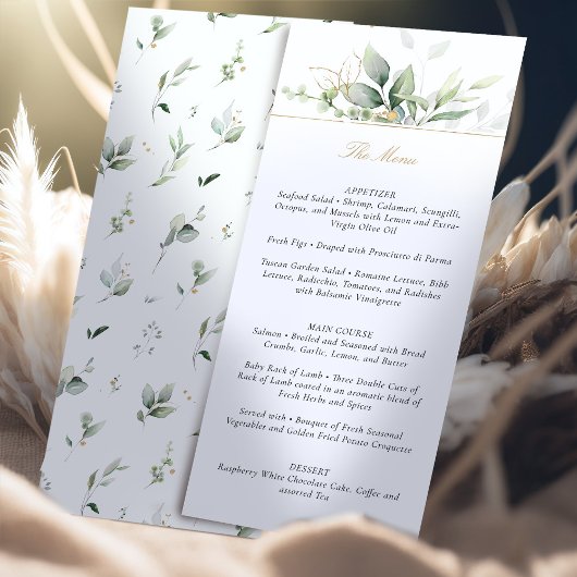 Botanische Elegantie Bruiloft Menu Kaart