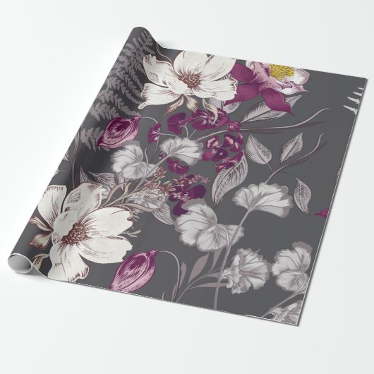 Botanische elegantie cadeaupapier (Uitgerold)