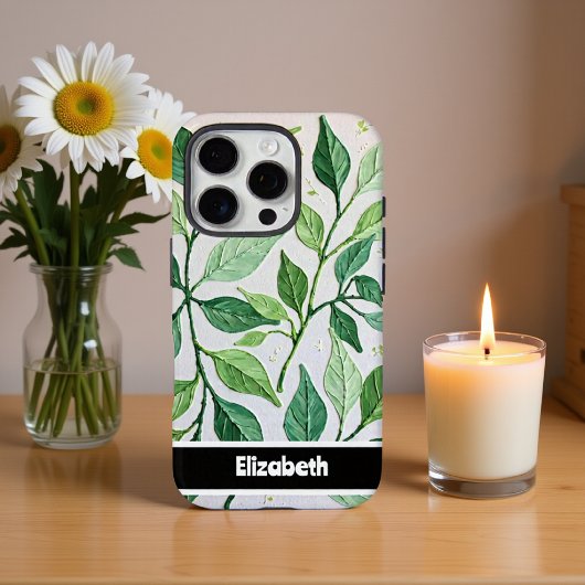 Botanische elegantie Groene bladbloem Case-Mate iPhone Case