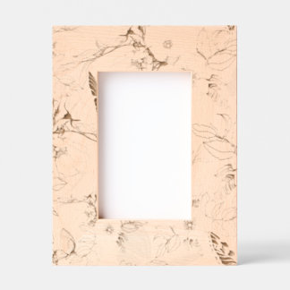 Botanische elegantie - handgetekende bloemenhouten gegraveerde lijstjes