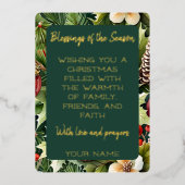 Botanische elegantie Kerstmis Folie Feestdagenkaart (Voorkant)