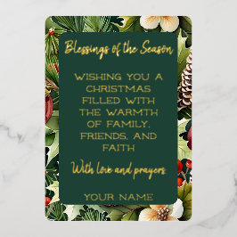 Botanische elegantie Kerstmis Folie Feestdagenkaart