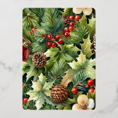 Botanische elegantie Kerstmis Folie Feestdagenkaart (Achterkant)