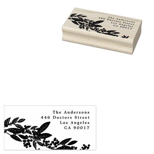 Botanische Elegantie Kerstmis retour adres Rubberstempel (Gestempeld)
