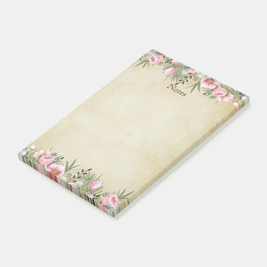 Botanische elegantie:  papier bloemrand post-it® notes (Schuin)