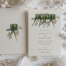 Botanische Elegantie Parrot bruiloft uitnodiging