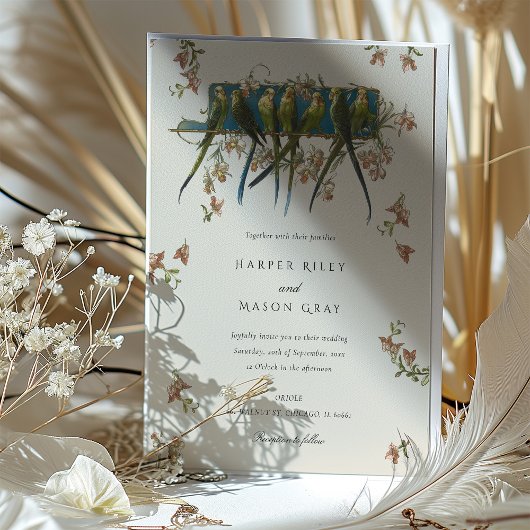 Botanische Elegantie Parrot bruiloft uitnodiging S