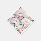 Botanische Elegantie Roze Pioenrozen Waterverf Servet (Hoek)