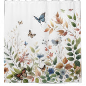 Botanische elegantie | Vlinders en bladeren Douchegordijn (Voorkant)