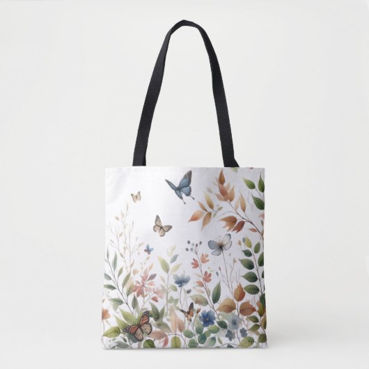 Botanische Elegantie Vlinders en Bladgroen Tote Bag (Voorkant)